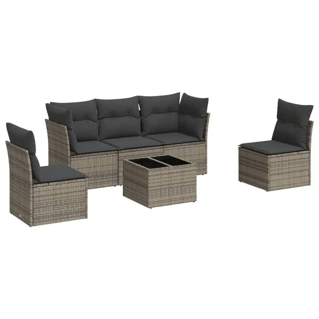 6-Piece Grey Rattan Modular Garden Sofa Set