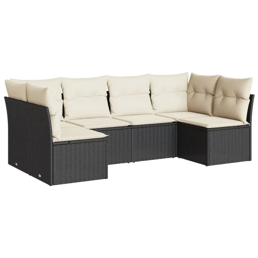 Black Rattan 6-Piece Outdoor Sofa Set
