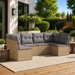 Durable 6-Piece Garden Sofa Set with Beige Cushions