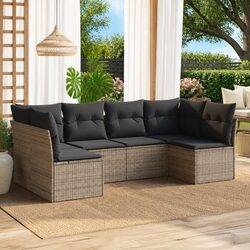 Premium 6 Piece Grey Outdoor Sofa Set with Cushions