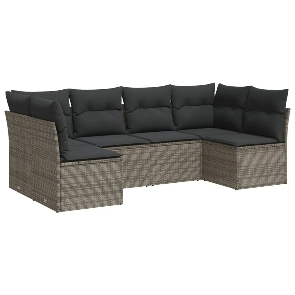 6 Piece Grey Outdoor Sofa Set with Cushions