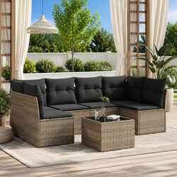 Durable 7 Piece Modular Garden Sofa Set with Cushions