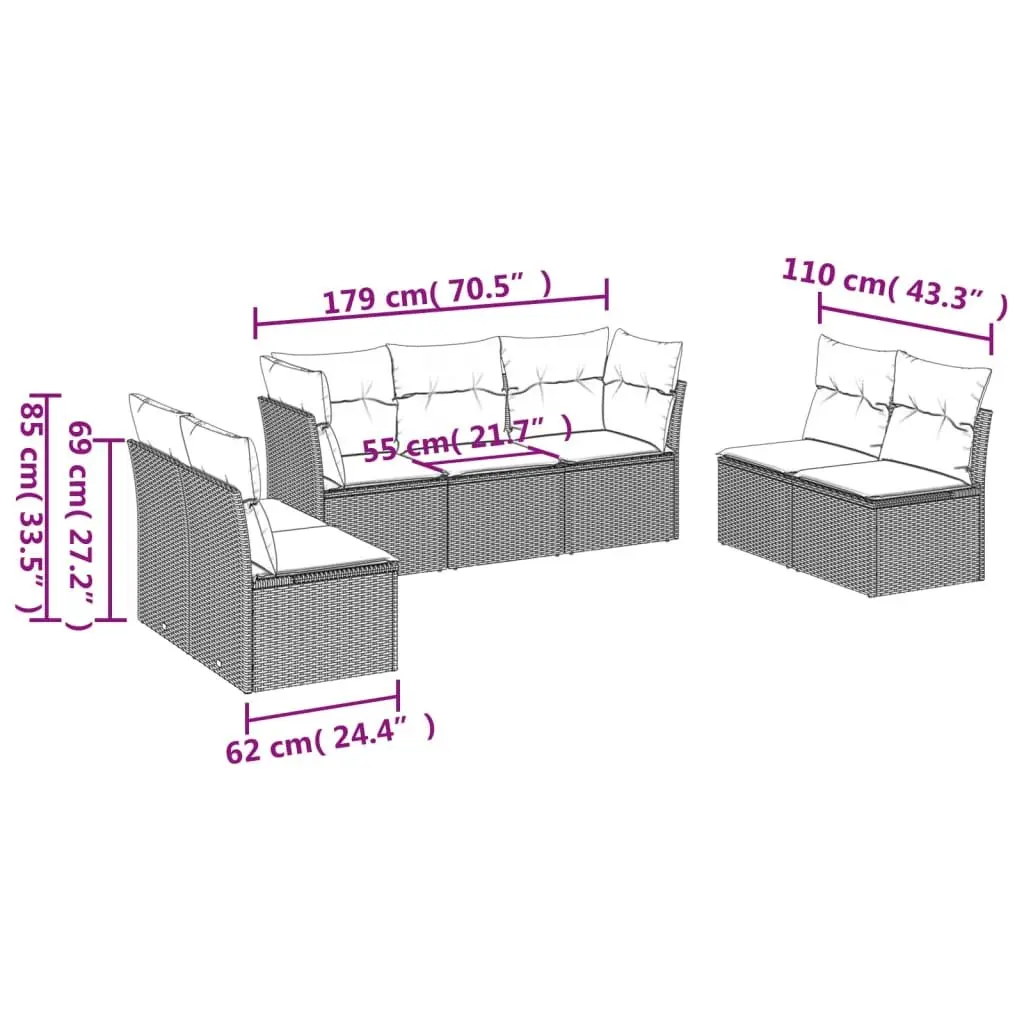 7 Piece Outdoor Sofa Set with Cushions