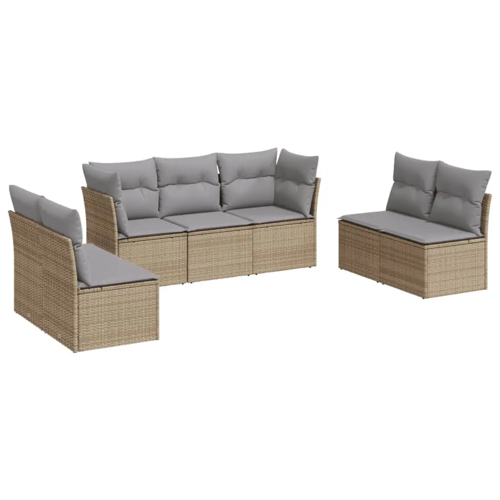 Beige 7 Piece Outdoor Modular Sofa Set for Patios