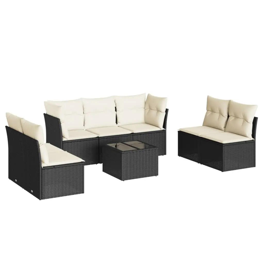 Garden Sofa Set PE Rattan 8 Piece Outdoor Furniture Black