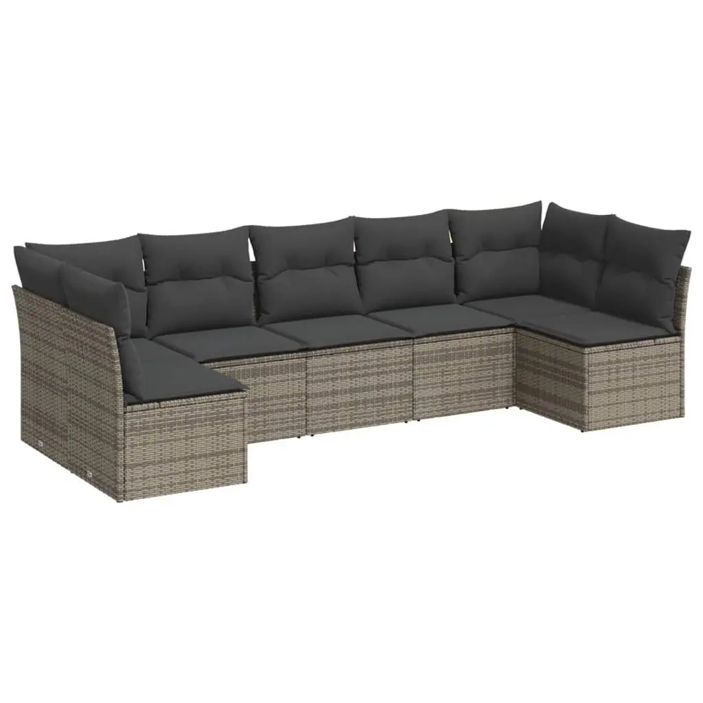 7-Piece Grey Modular Outdoor Sofa Set with Cushions