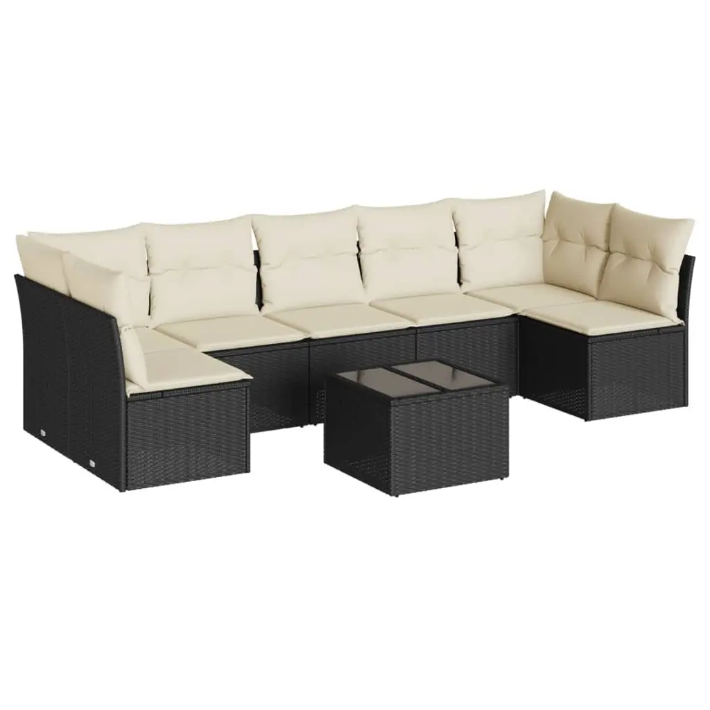 Garden Sofa Set PE Rattan 8 Piece Modular Outdoor Furniture Black