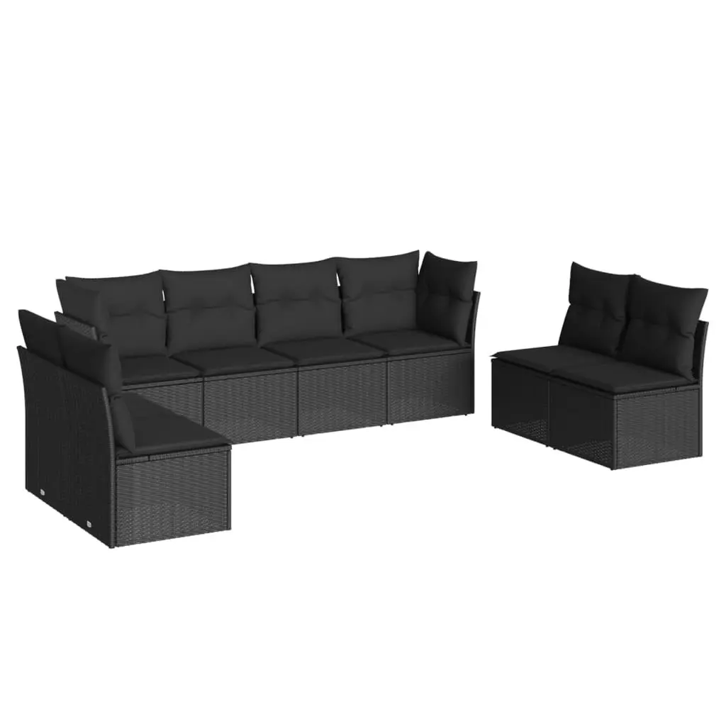 Garden Sofa Set PE Rattan 8 Piece Outdoor Furniture Patio Seating Black with Cushions