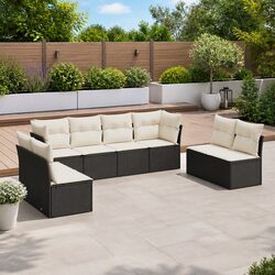 Premium 8 Piece Modular Garden Sofa Set - Black