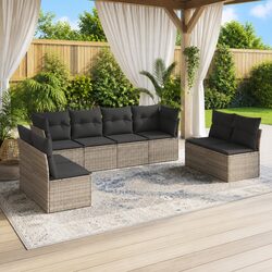 8 Piece Grey Outdoor Sofa Set with Cushions