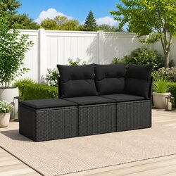 High-Quality 3 Piece Rattan Garden Sofa Set with Cushions
