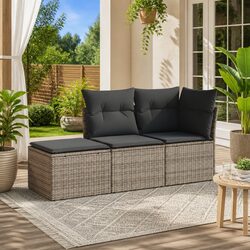 Premium Garden Sofa Set with Grey Cushions