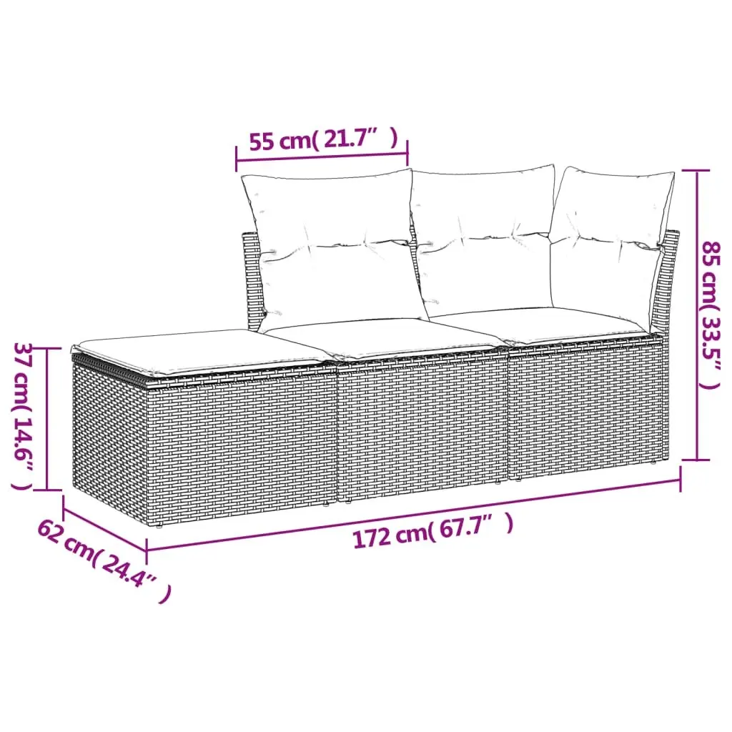 Garden Sofa Set with Grey Cushions