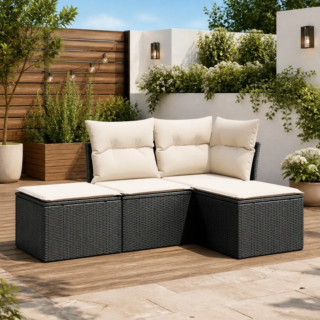 Outdoor 4-Piece Garden Sofa Set in Black