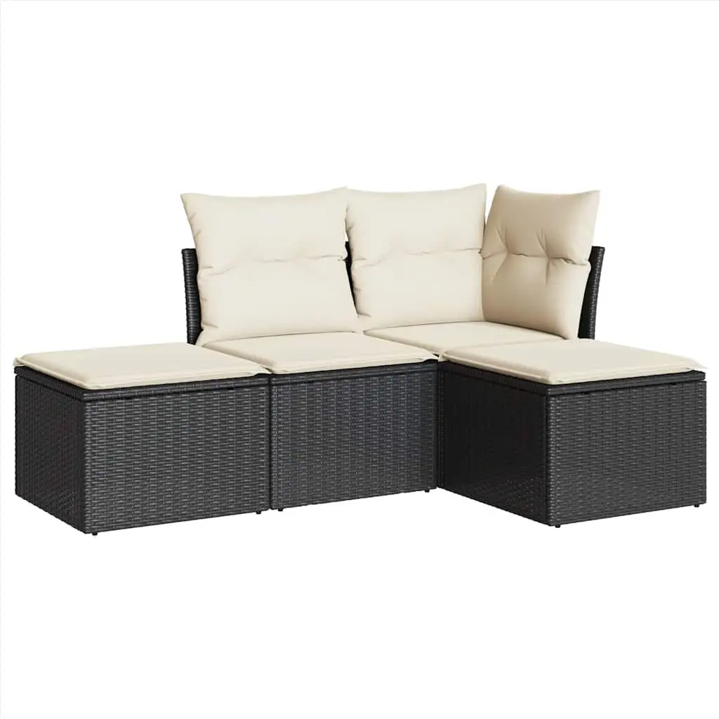 Outdoor 4-Piece Garden Sofa Set in Black