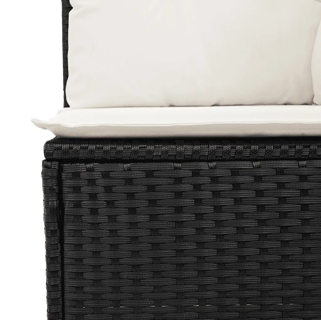 4-Piece Black Garden Sofa Set with Cushions