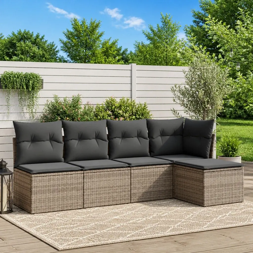5-Piece Garden Sofa Set with Cushions in Grey