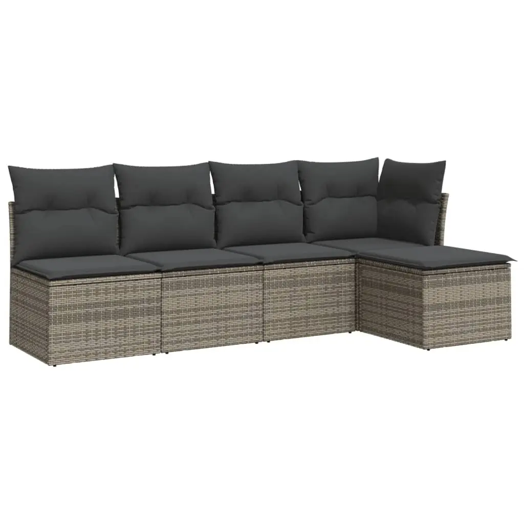 5-Piece Garden Sofa Set with Cushions in Grey