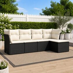 Sturdy 5 Piece Modular Garden Sofa Set in Black