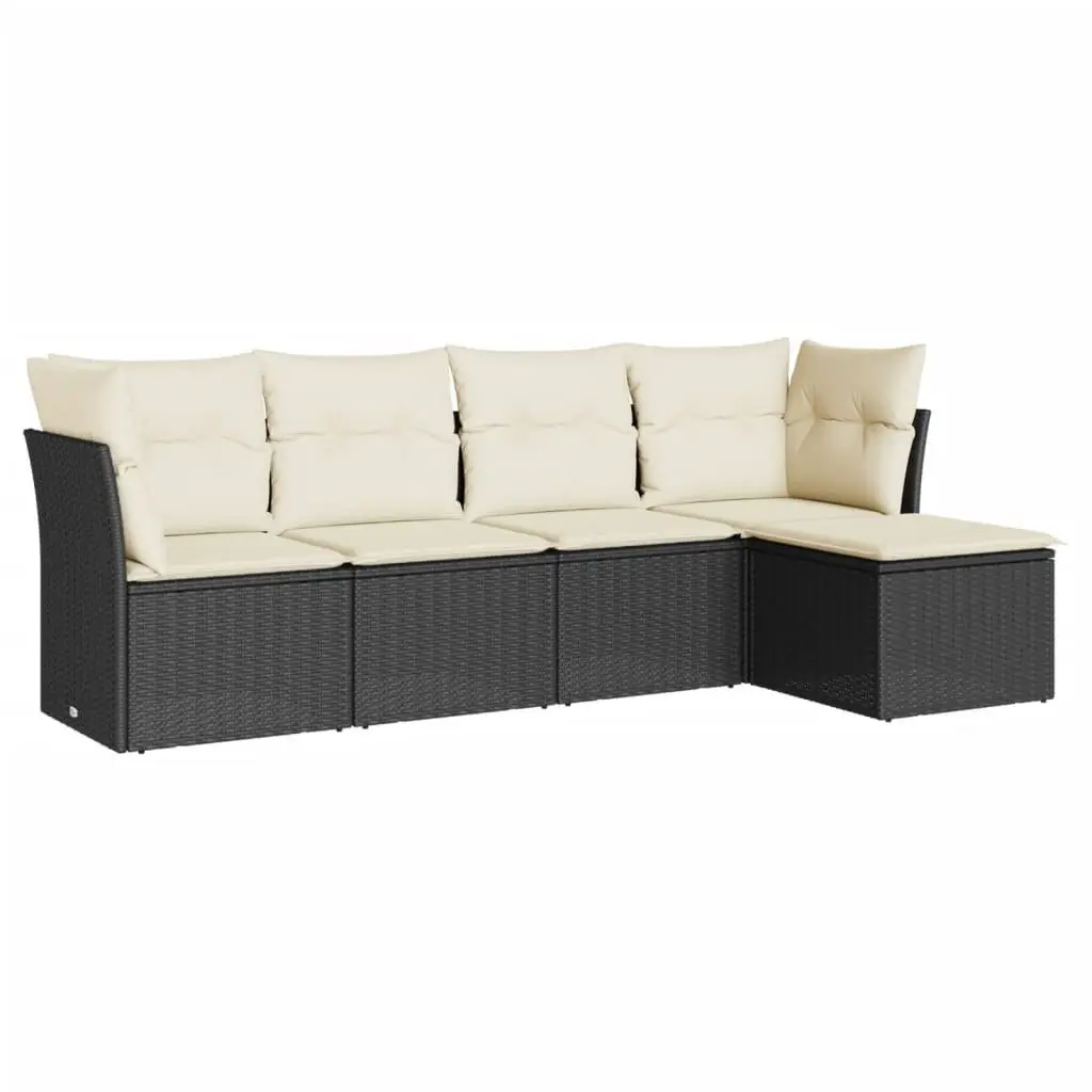 5 Piece Modular Garden Sofa Set in Black