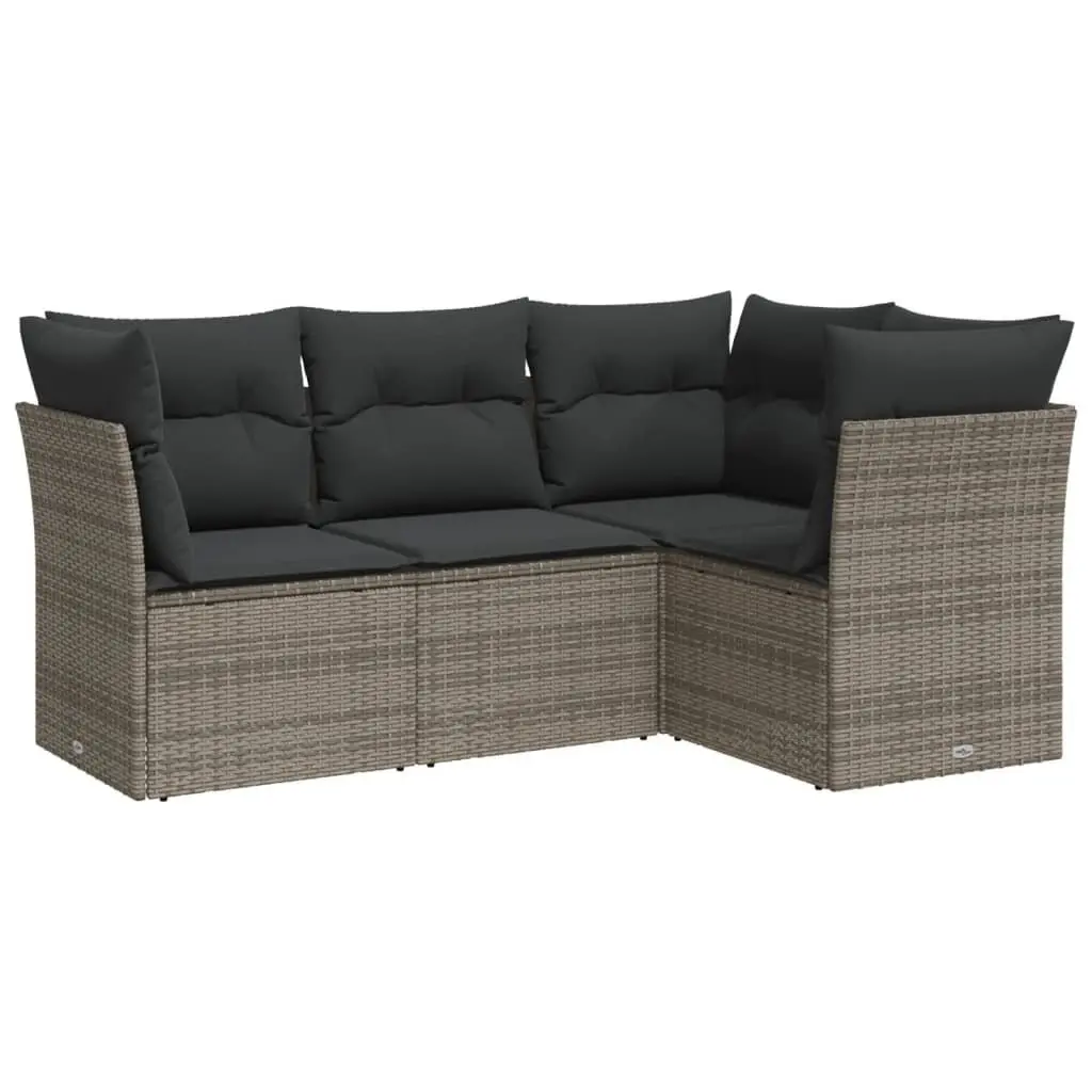 Garden Sofa Set PE Poly Rattan 4 Piece Modular Outdoor Furniture Grey