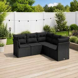 5-Piece Outdoor Garden Sofa Set in Black