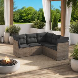 5-Piece Grey Garden Sofa Set with Cushions