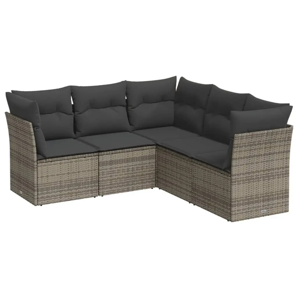Garden Sofa Set PE Rattan 5 Piece Outdoor Furniture Patio Seating Grey