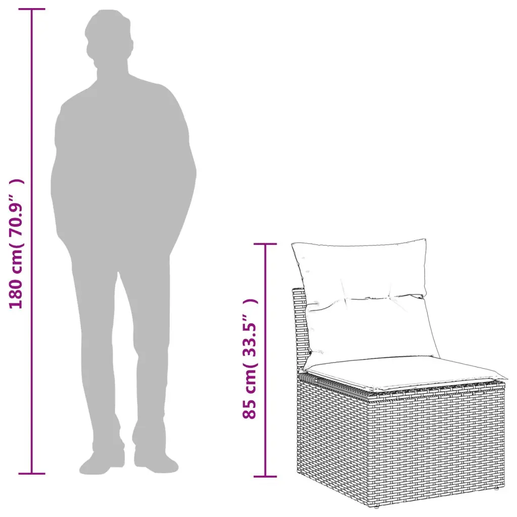 Garden Sofa Set PE Rattan 6 Piece Outdoor Furniture Modular Black with Cushions