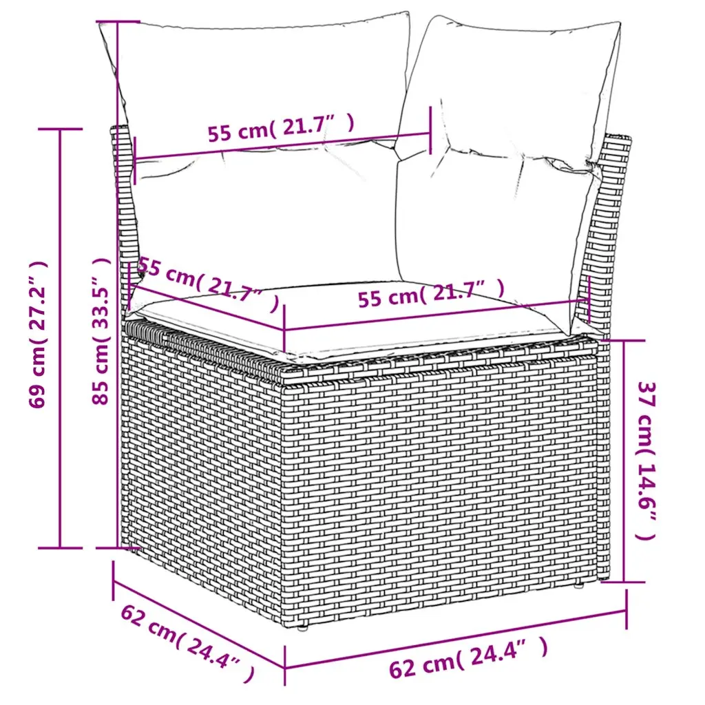 Beige 6-Piece Modular Outdoor Garden Sofa Set with Cushions