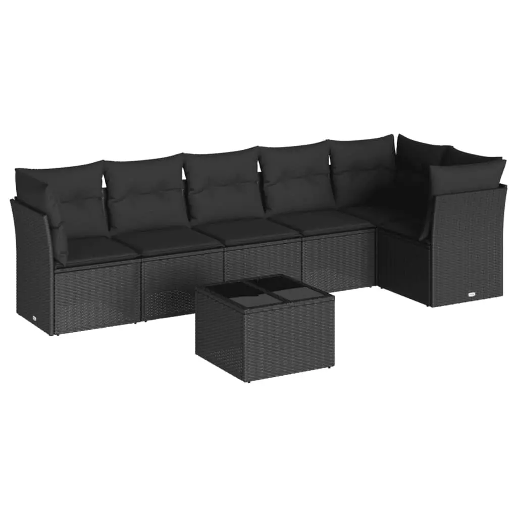 Black Poly Rattan 7 Piece Garden Sofa Set