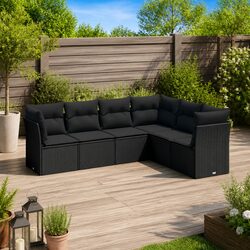 Sturdy 6-Piece Outdoor Rattan Sofa Set with Cushions