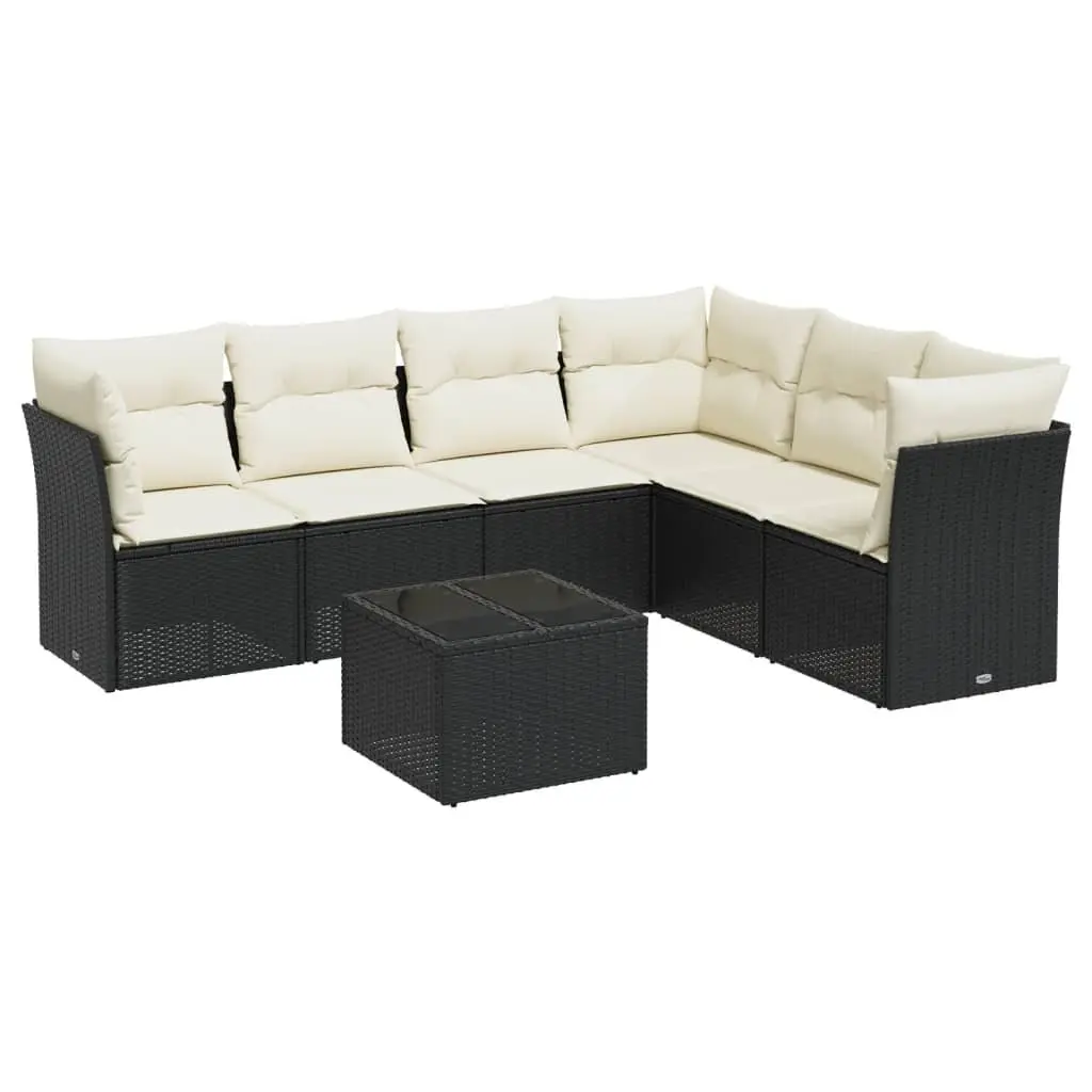 Black Modular 7 Piece Outdoor Garden Sofa Set