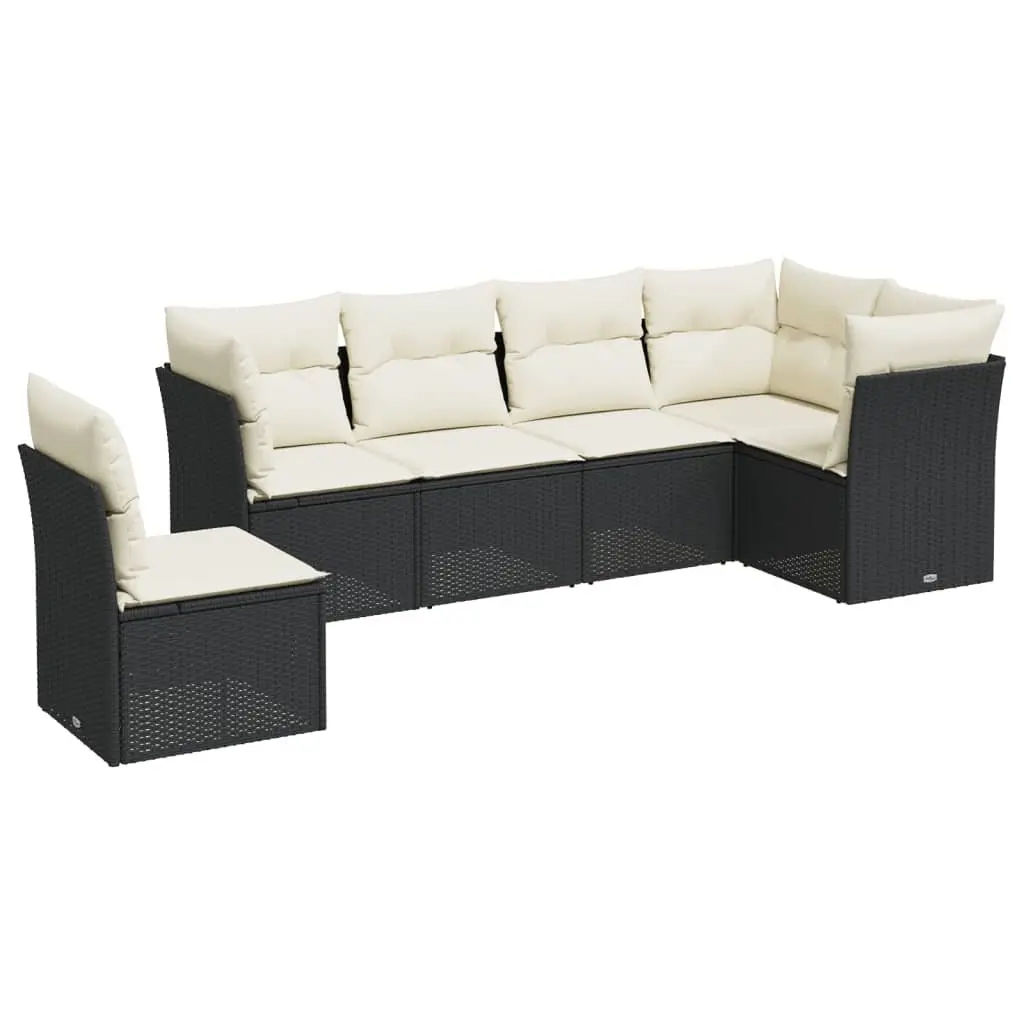 Garden Sofa Set PE Rattan 6 Piece Outdoor Furniture Patio Lounge Black