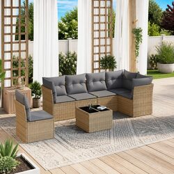 Beige 7-Piece Garden Sofa Set with Durable Design