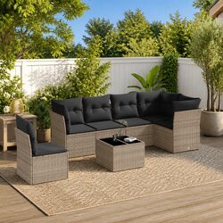 Grey Modular 7-Piece Outdoor Garden Sofa Set