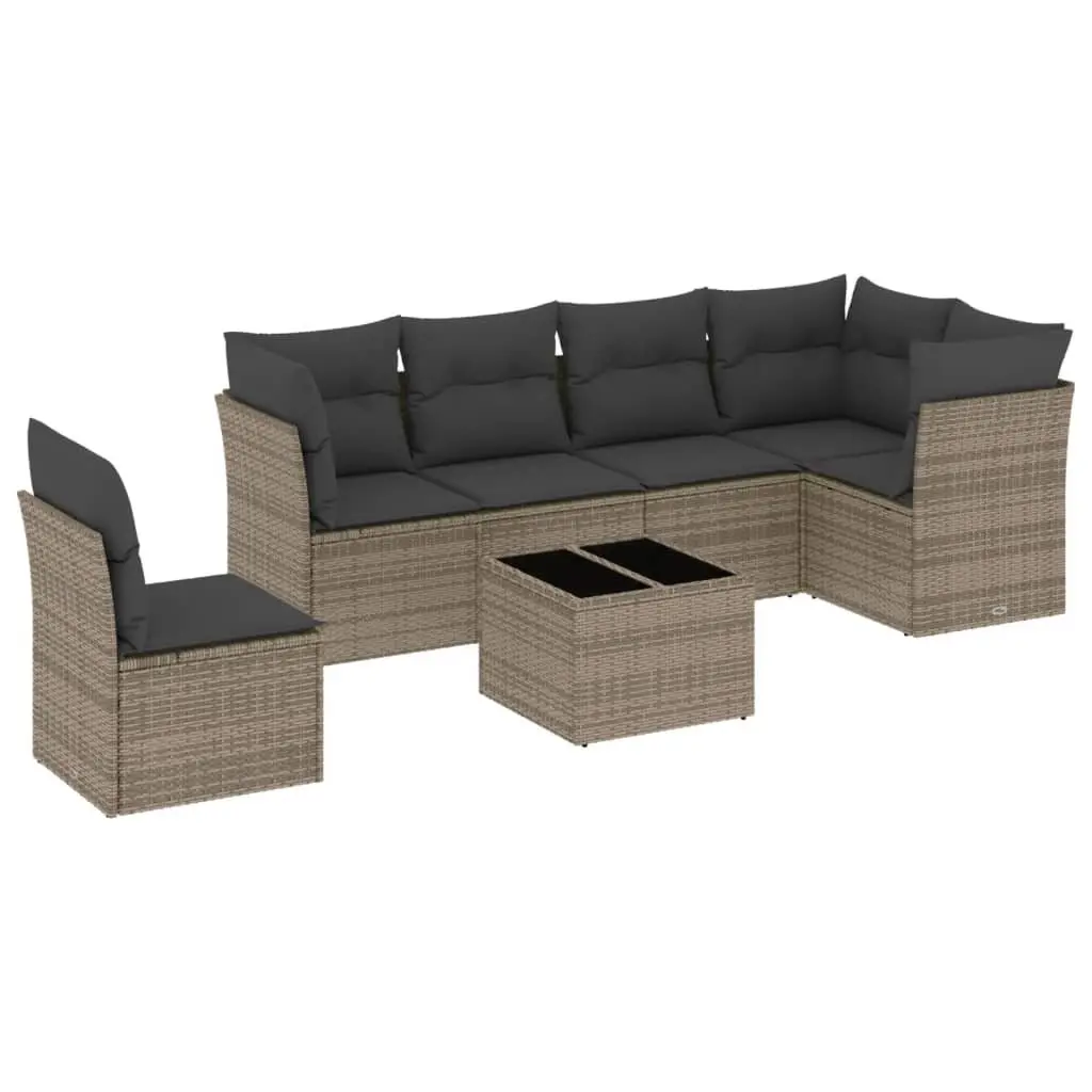 Grey Modular 7-Piece Outdoor Garden Sofa Set