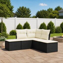 5 Piece Black Rattan Garden Sofa Set for Outdoor Comfort