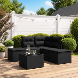 Durable 6 Piece Outdoor Garden Sofa Set with Cushions
