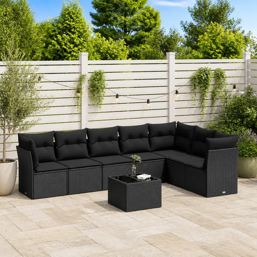 Black Rattan 8 Piece Modular Garden Sofa Set