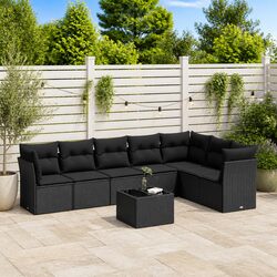 Black Rattan 8 Piece Modular Garden Sofa Set