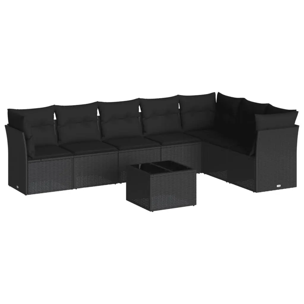 Black Rattan 8 Piece Modular Garden Sofa Set