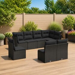 Premium Black Poly Rattan 8 Piece Garden Sofa Set