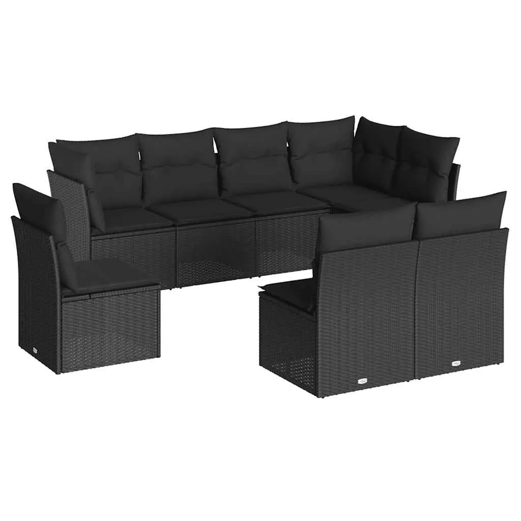 Black Poly Rattan 8 Piece Garden Sofa Set