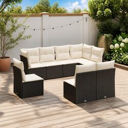 Premium 8 Piece Modular Rattan Garden Sofa Set Black