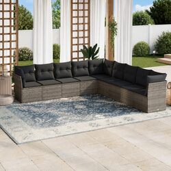 9-Piece Grey Modular Sectional Garden Sofa Set