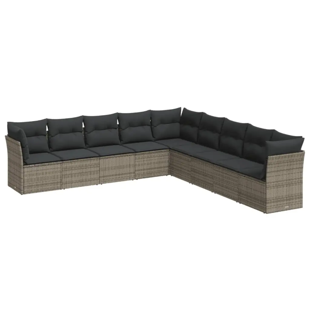 9-Piece Grey Modular Sectional Garden Sofa Set