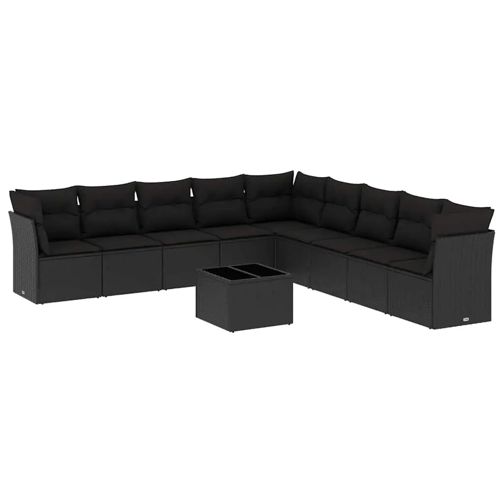 Black Modular Outdoor Sofa Set with 10 Pieces