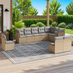 Modular Patio Furniture Set 10 Piece Sofa with Cushions