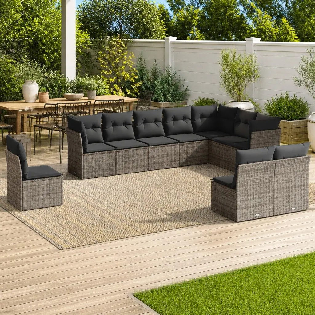 10-Piece Modular Grey Outdoor Sofa Set